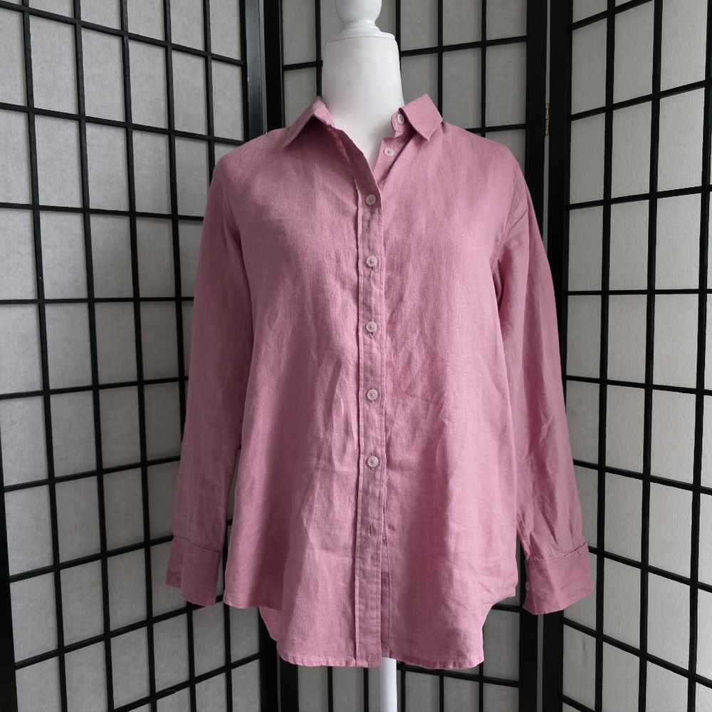 Quince 100% European Linen Mauve Pink Shirt S NWOT - Picture 2 of 7